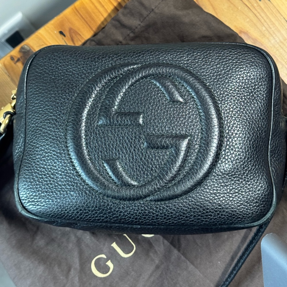 Gucci Calfskin Small Soho Disco Camera Bag Black
